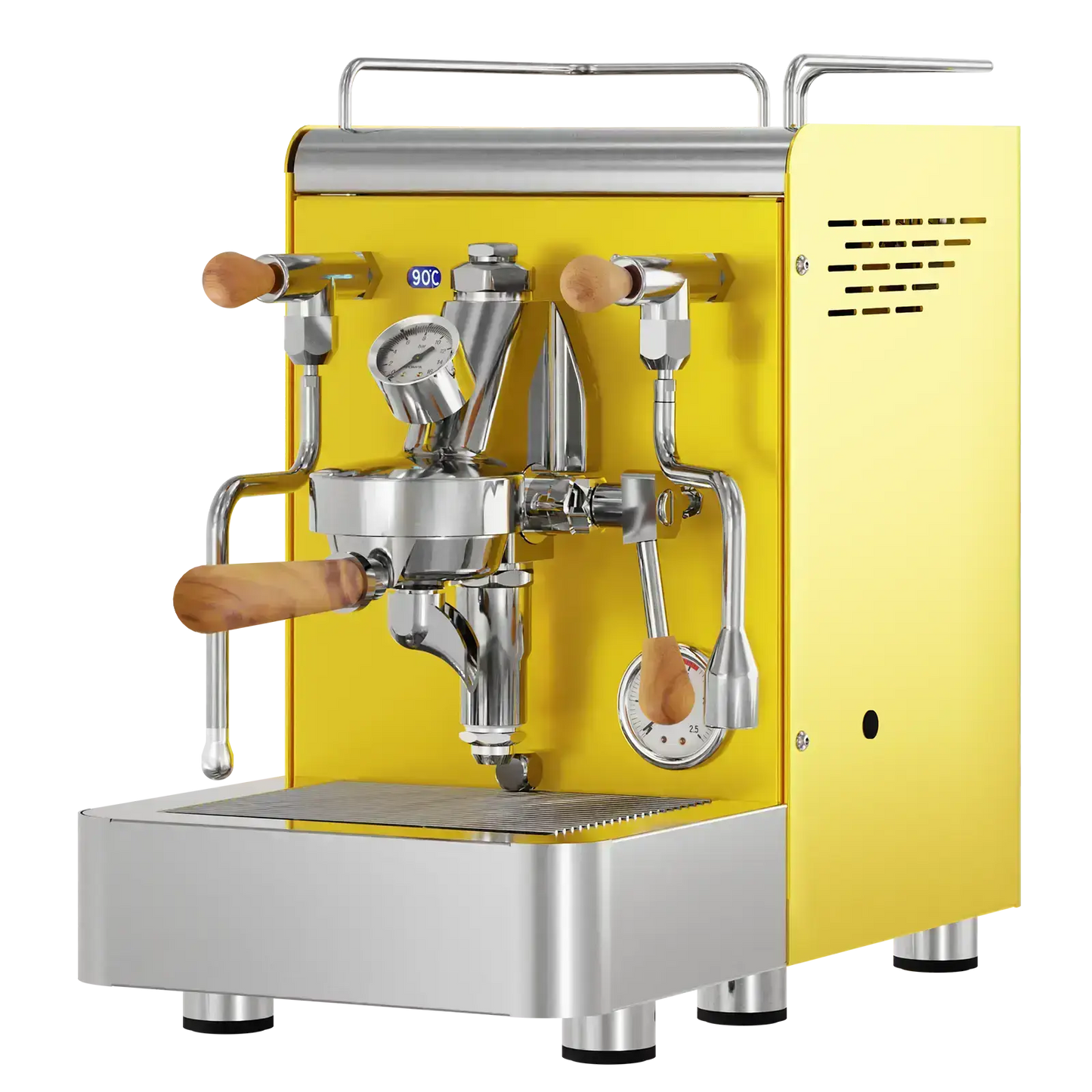 Elba Gentile - Gelb RAL1021 – Siebträgermaschine 2-Kreislauf Espressomaschine mit E61-Brühgruppe, PID & Edelstahlgehäuse