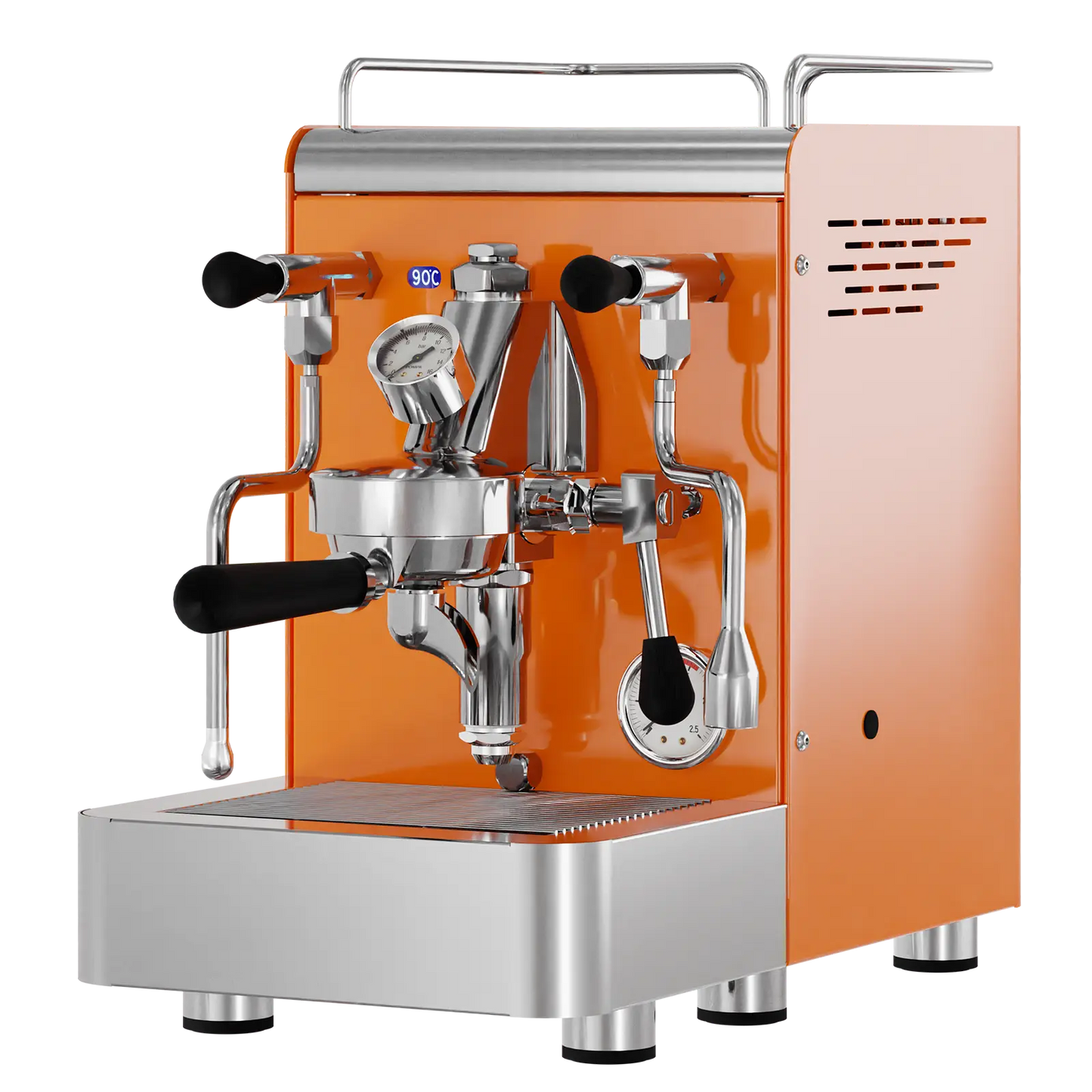 Elba Gentile - Orange RAL2004 – Siebträgermaschine 2-Kreislauf Espressomaschine mit E61-Brühgruppe, PID & Edelstahlgehäuse