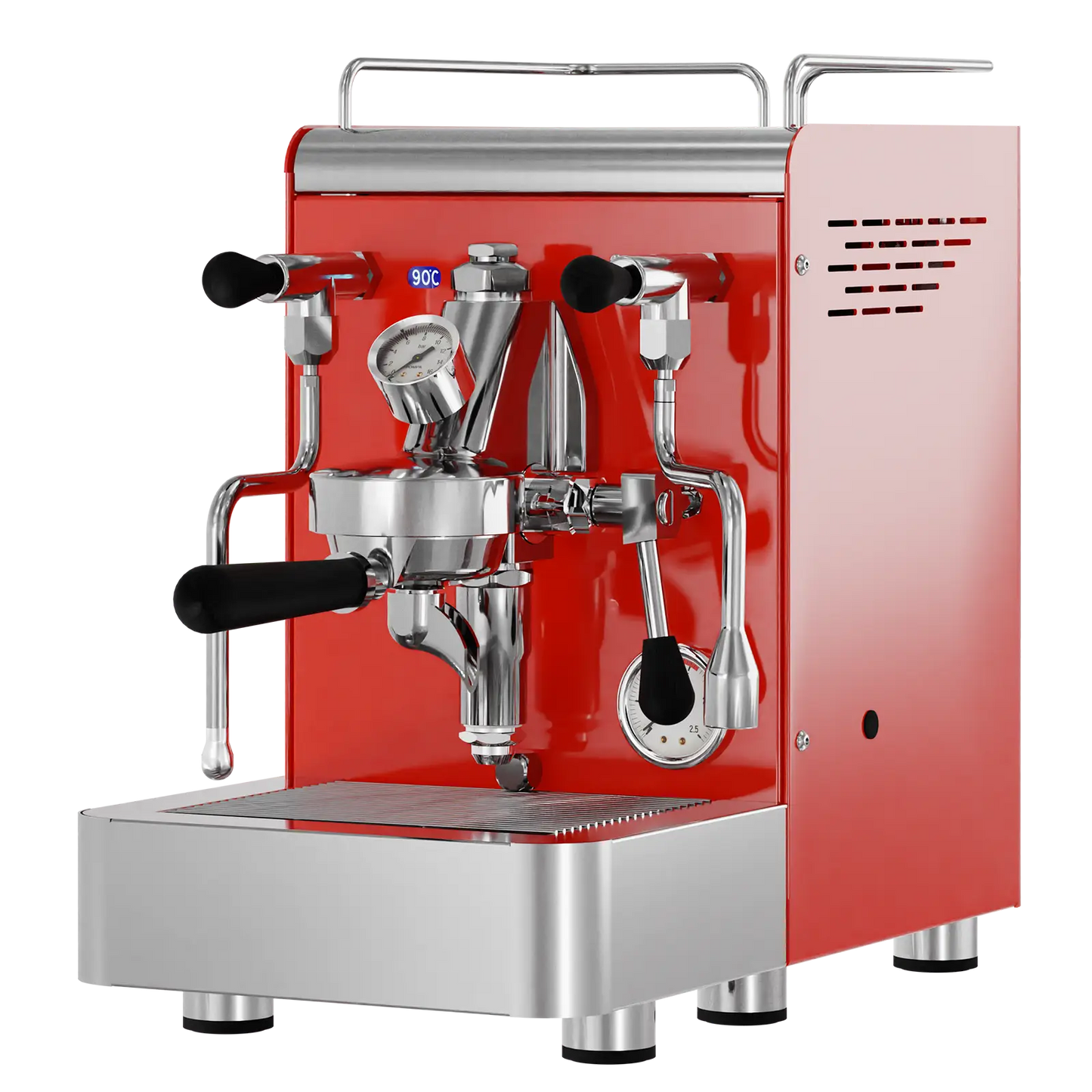 Elba Gentile - Rot RAL3020 – Siebträgermaschine 2-Kreislauf Espressomaschine mit E61-Brühgruppe, PID & Edelstahlgehäuse