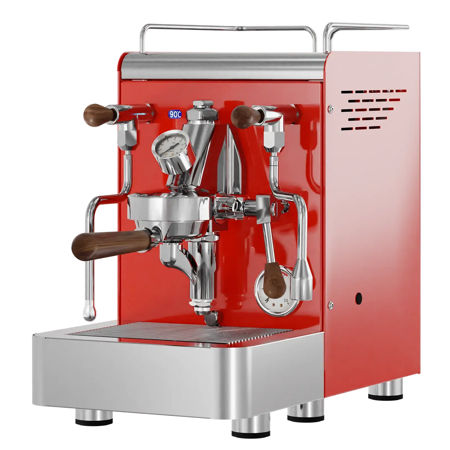 Elba Gentile - Rot RAL3020 – Siebträgermaschine 2-Kreislauf Espressomaschine mit E61-Brühgruppe, PID & Edelstahlgehäuse