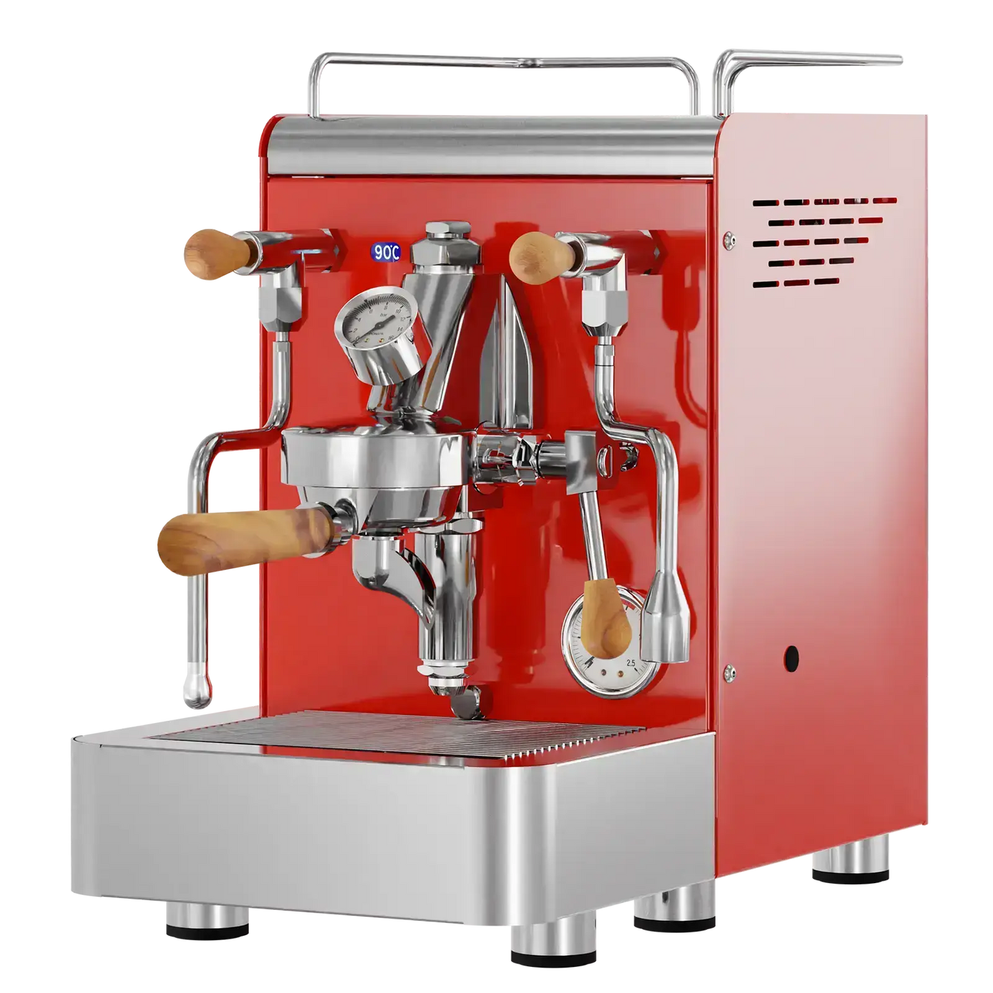 Elba Gentile - Rot RAL3020 – Siebträgermaschine 2-Kreislauf Espressomaschine mit E61-Brühgruppe, PID & Edelstahlgehäuse