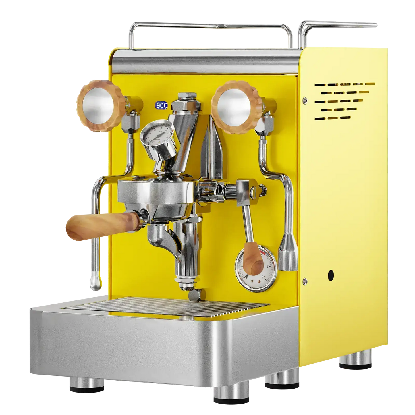 Elba Gentile - Gelb RAL1021 – Siebträgermaschine 2-Kreislauf Espressomaschine mit E61-Brühgruppe, PID & Edelstahlgehäuse
