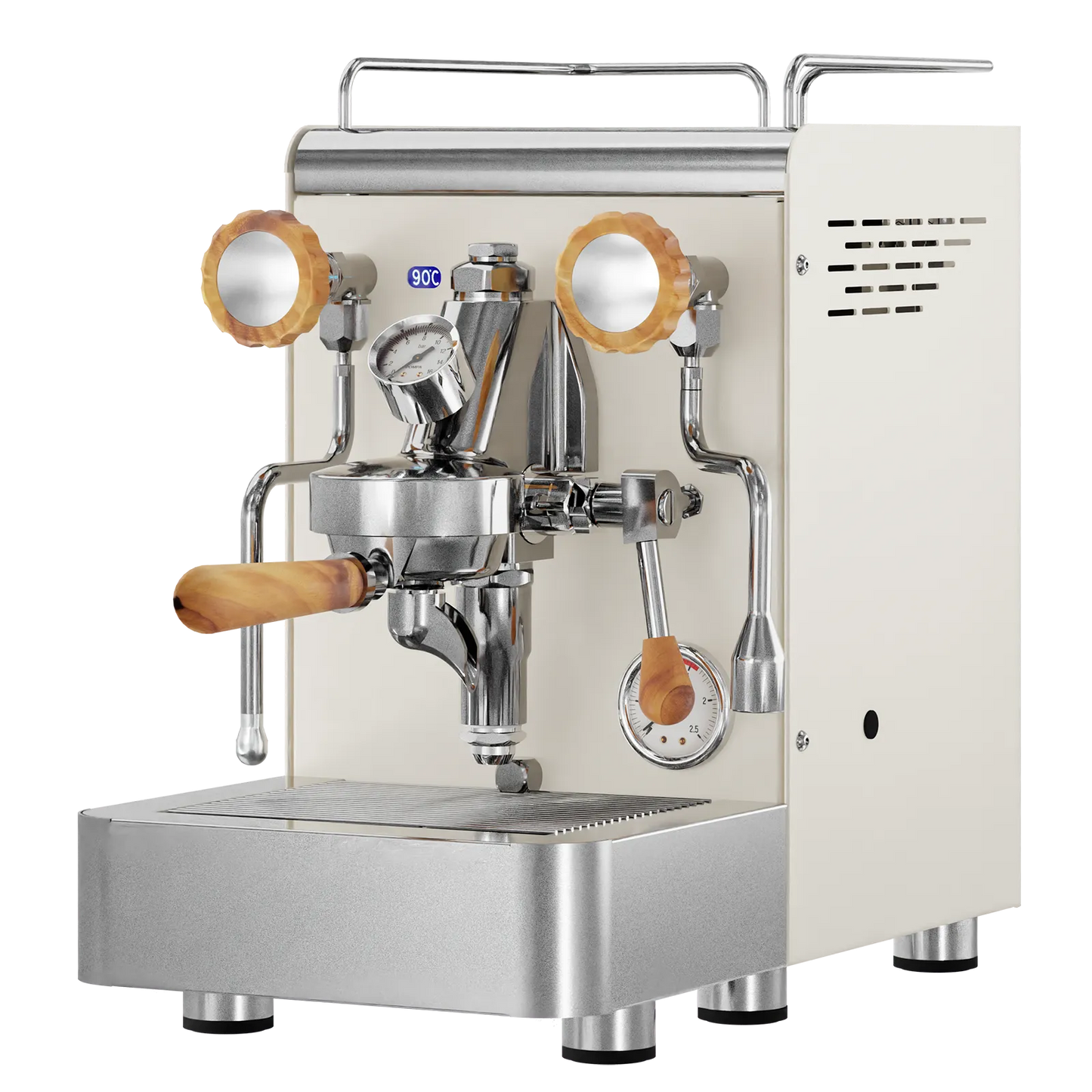 Elba Gentile - Beige RAL1013 – Siebträgermaschine 2-Kreislauf Espressomaschine mit E61-Brühgruppe, PID & Edelstahlgehäuse