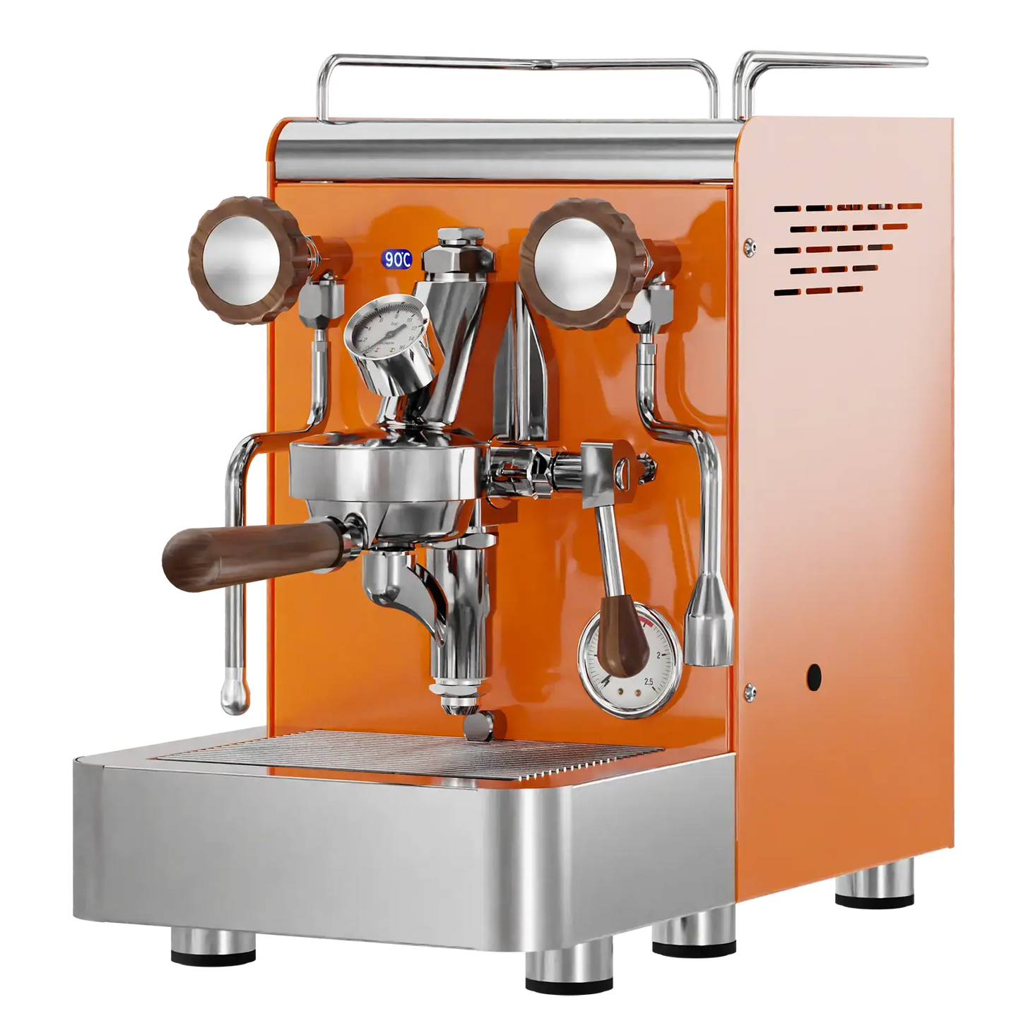 Elba Gentile - Orange RAL2004 – Siebträgermaschine 2-Kreislauf Espressomaschine mit E61-Brühgruppe, PID & Edelstahlgehäuse