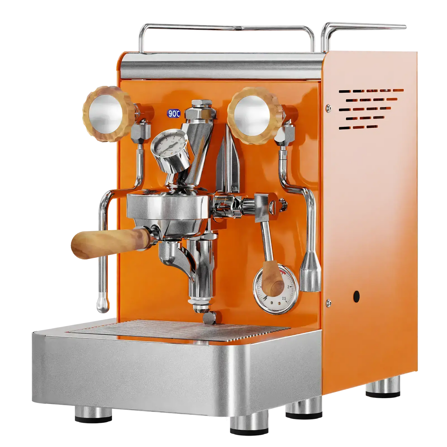 Elba Gentile - Orange RAL2004 – Siebträgermaschine 2-Kreislauf Espressomaschine mit E61-Brühgruppe, PID & Edelstahlgehäuse