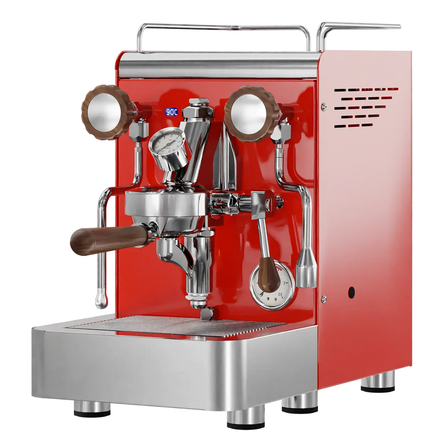 Elba Gentile - Rot RAL3020 – Siebträgermaschine 2-Kreislauf Espressomaschine mit E61-Brühgruppe, PID & Edelstahlgehäuse