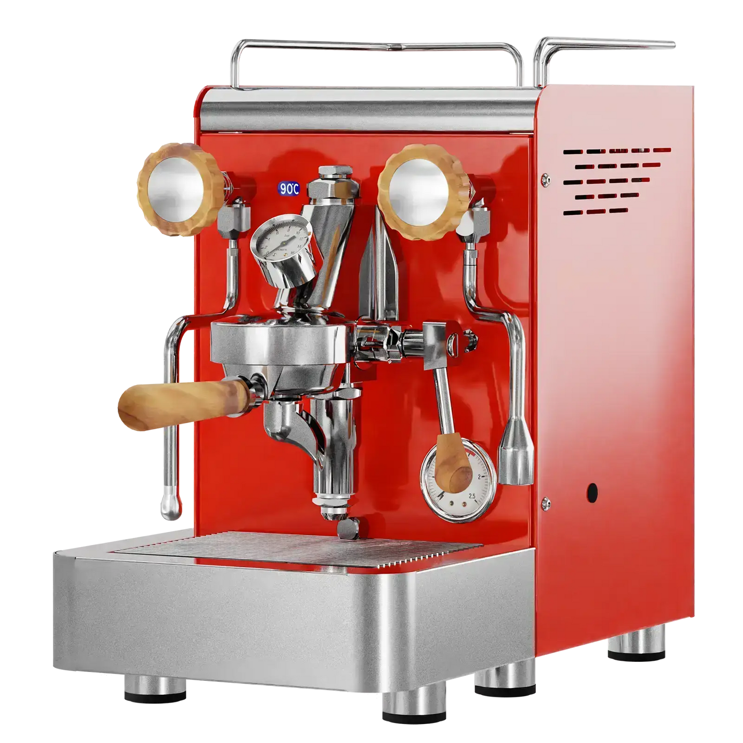 Elba Gentile - Rot RAL3020 – Siebträgermaschine 2-Kreislauf Espressomaschine mit E61-Brühgruppe, PID & Edelstahlgehäuse