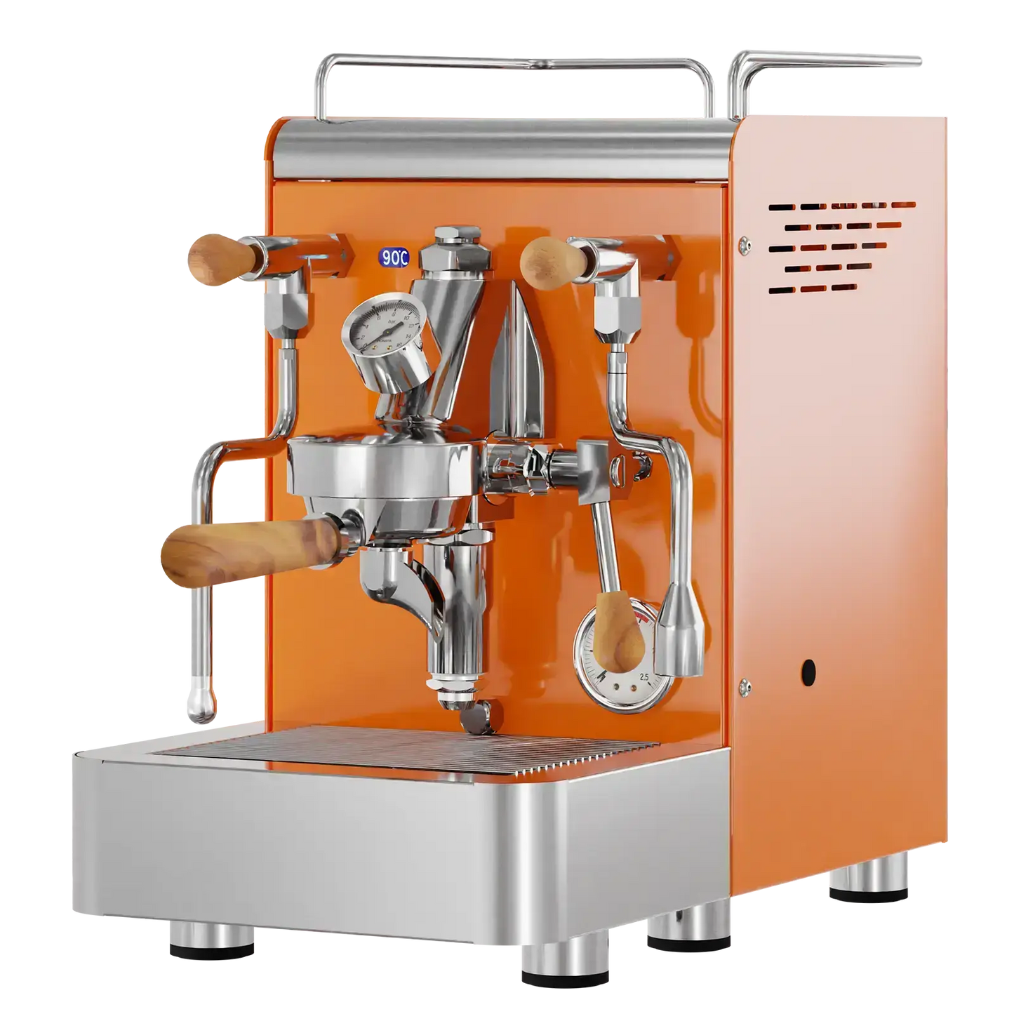 Elba Gentile - Orange RAL2004 – Siebträgermaschine 2-Kreislauf Espressomaschine mit E61-Brühgruppe, PID & Edelstahlgehäuse