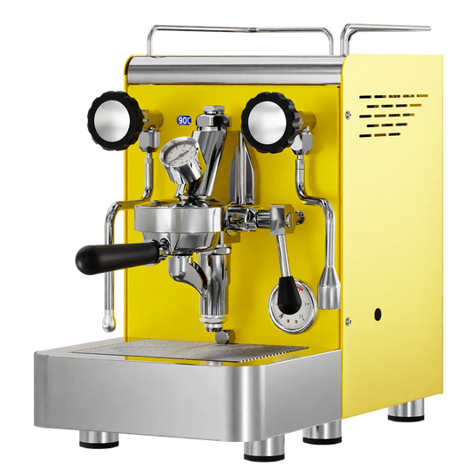 Elba Gentile - Gelb RAL1021 – Siebträgermaschine 2-Kreislauf Espressomaschine mit E61-Brühgruppe, PID & Edelstahlgehäuse