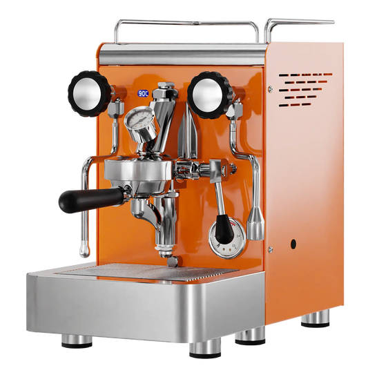 Elba Gentile - Orange RAL2004 – Siebträgermaschine 2-Kreislauf Espressomaschine mit E61-Brühgruppe, PID & Edelstahlgehäuse