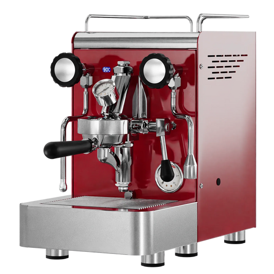 Elba Gentile - Purpurrot RAL3004 – Siebträgermaschine 2-Kreislauf Espressomaschine mit E61-Brühgruppe, PID & Edelstahlgehäuse