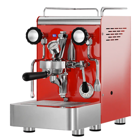 Elba Gentile - Rot RAL3020 – Siebträgermaschine 2-Kreislauf Espressomaschine mit E61-Brühgruppe, PID & Edelstahlgehäuse