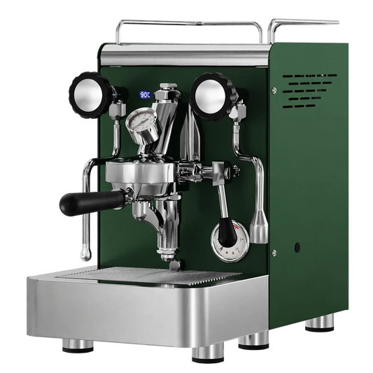 Elba Gentile - Tannengrün RAL6009 – Siebträgermaschine 2-Kreislauf Espressomaschine mit E61-Brühgruppe, PID & Edelstahlgehäuse