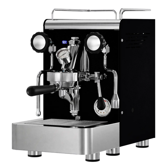 Elba Gentile - Schwarz RAL9005 – Siebträgermaschine 2-Kreislauf Espressomaschine mit E61-Brühgruppe, PID & Edelstahlgehäuse